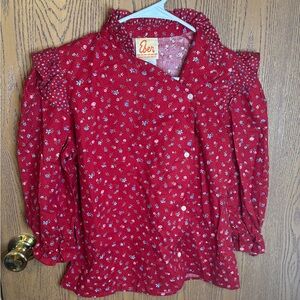 Vintage Women's Eber of San Francisco Ruffled Floral Blouse Size M
